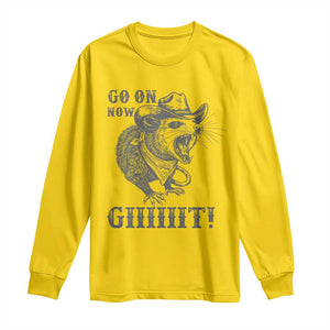 Funny Cowboy Opossum Long Sleeve Shirt Go On Now Git Western Country Opossum TS11 Daisy Print Your Wear