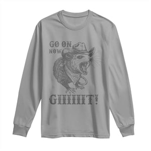 Funny Cowboy Opossum Long Sleeve Shirt Go On Now Git Western Country Opossum TS11 Sport Gray Print Your Wear