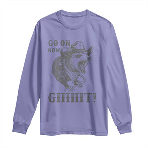 Funny Cowboy Opossum Long Sleeve Shirt Go On Now Git Western Country Opossum TS11 Violet Print Your Wear