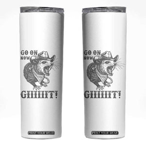 Funny Cowboy Opossum Skinny Tumbler Go On Now Git Western Country Opossum TS11 White Print Your Wear