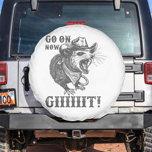 Funny Cowboy Opossum Spare Tire Cover Go On Now Git Western Country Opossum TS11 No hole White Print Your Wear