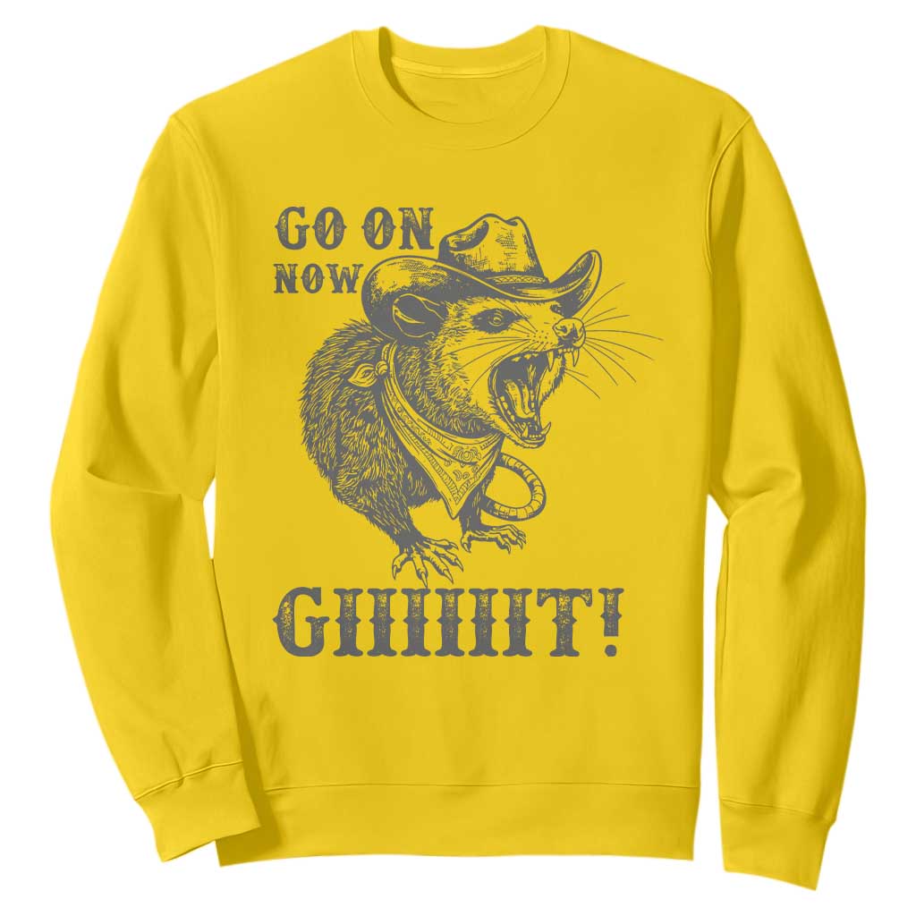 Funny Cowboy Opossum Sweatshirt Go On Now Git Western Country Opossum TS11 Daisy Print Your Wear