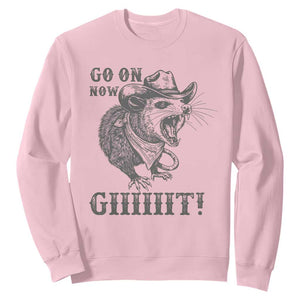 Funny Cowboy Opossum Sweatshirt Go On Now Git Western Country Opossum TS11 Light Pink Print Your Wear