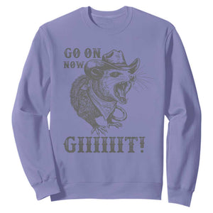 Funny Cowboy Opossum Sweatshirt Go On Now Git Western Country Opossum TS11 Violet Print Your Wear