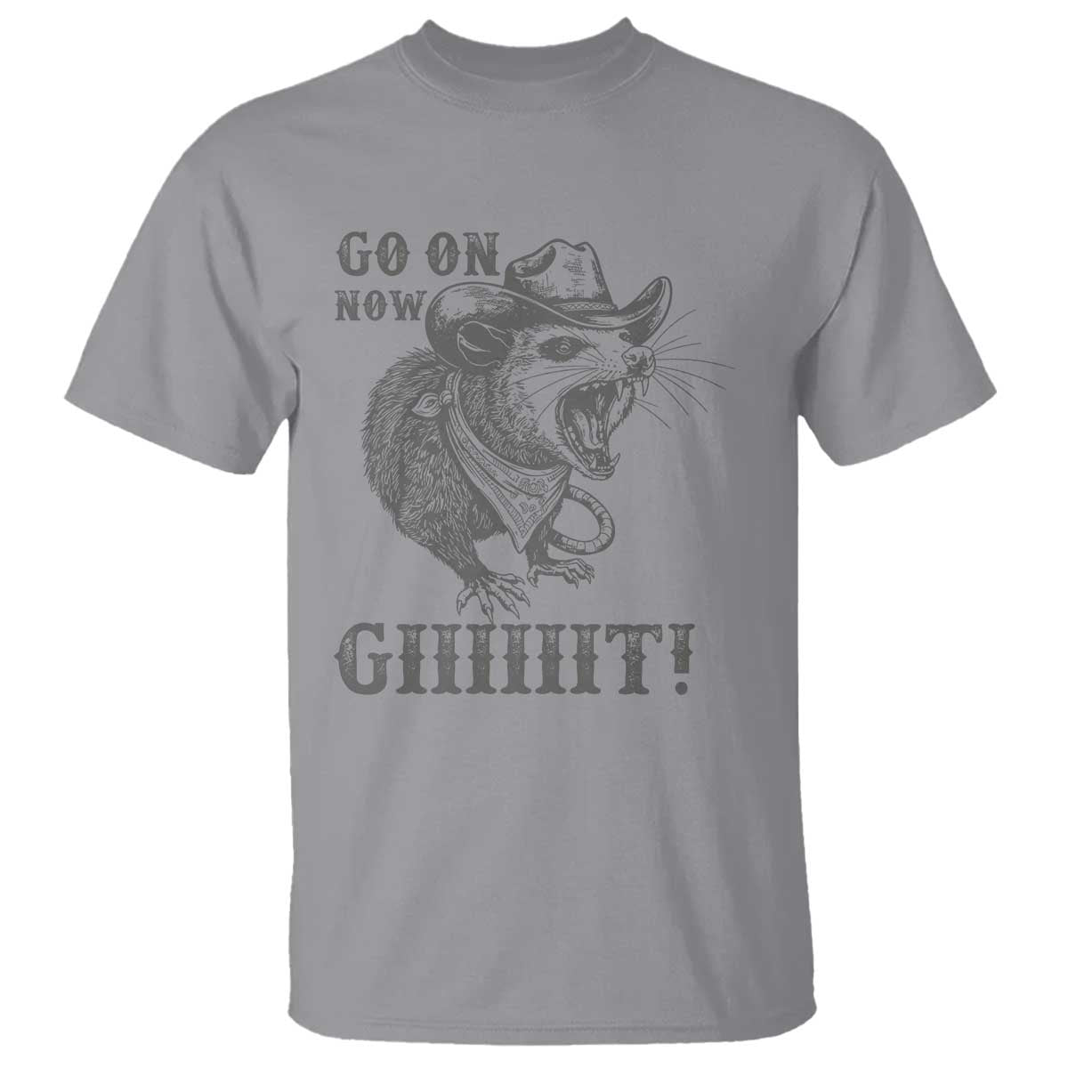 Funny Cowboy Opossum T Shirt Go On Now Git Western Country Opossum TS11 Sport Gray Print Your Wear