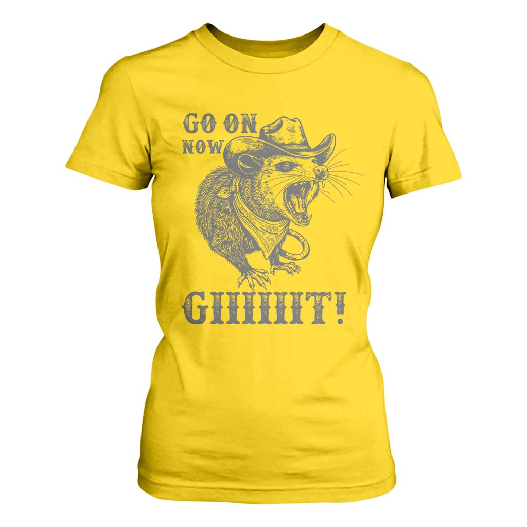 Funny Cowboy Opossum T Shirt For Women Go On Now Git Western Country Opossum TS11 Daisy Print Your Wear