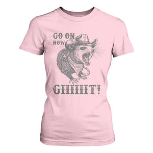 Funny Cowboy Opossum T Shirt For Women Go On Now Git Western Country Opossum TS11 Light Pink Print Your Wear