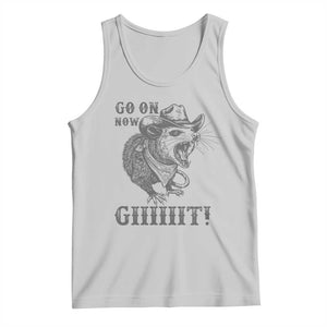 Funny Cowboy Opossum Tank Top Go On Now Git Western Country Opossum TS11 Ash Print Your Wear