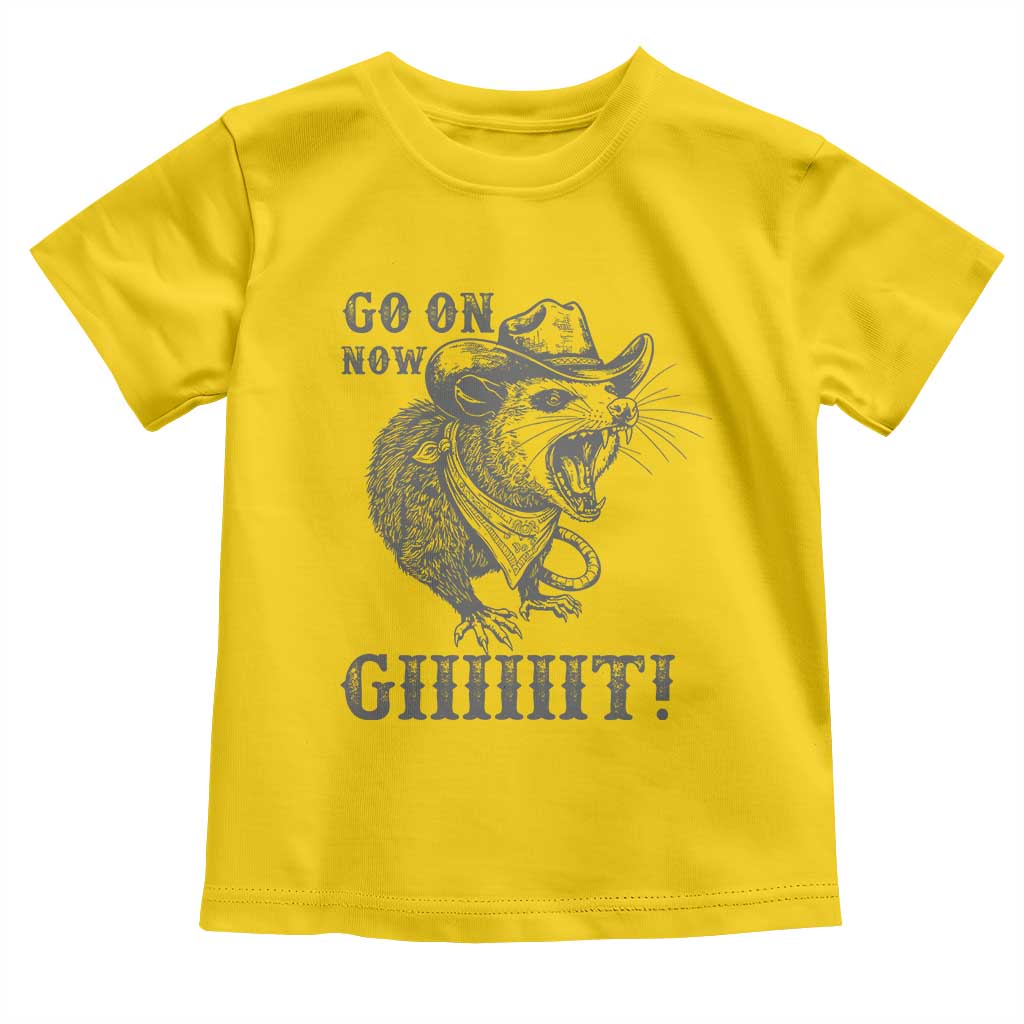 Funny Cowboy Opossum Toddler T Shirt Go On Now Git Western Country Opossum TS11 Daisy Print Your Wear
