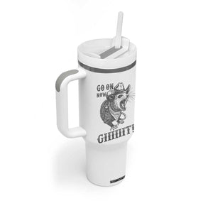 Funny Cowboy Opossum Tumbler With Handle Go On Now Git Western Country Opossum TS11 Print Your Wear
