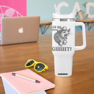 Funny Cowboy Opossum Tumbler With Handle Go On Now Git Western Country Opossum TS11 Print Your Wear