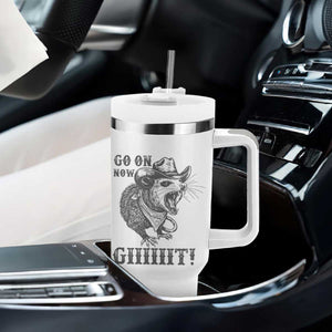 Funny Cowboy Opossum Tumbler With Handle Go On Now Git Western Country Opossum TS11 Print Your Wear
