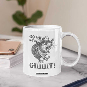 Funny Cowboy Opossum Coffee Mug Go On Now Git Western Country Opossum TS11 Print Your Wear