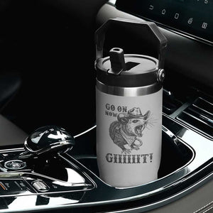 Funny Cowboy Opossum Flip Straw Tumbler Go On Now Git Western Country Opossum TS11 Print Your Wear