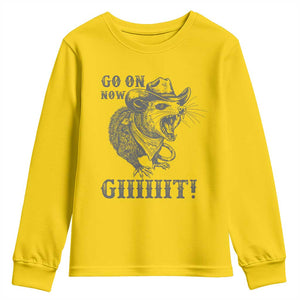 Funny Cowboy Opossum Youth Sweatshirt Go On Now Git Western Country Opossum TS11 Daisy Print Your Wear