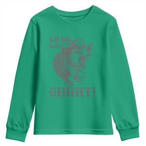 Funny Cowboy Opossum Youth Sweatshirt Go On Now Git Western Country Opossum TS11 Irish Green Print Your Wear