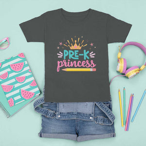 Back To School T Shirt For Kid Pre-K Princess Lovely Yellow Crown Pencil Cute Star TS11 Dark Heather Print Your Wear