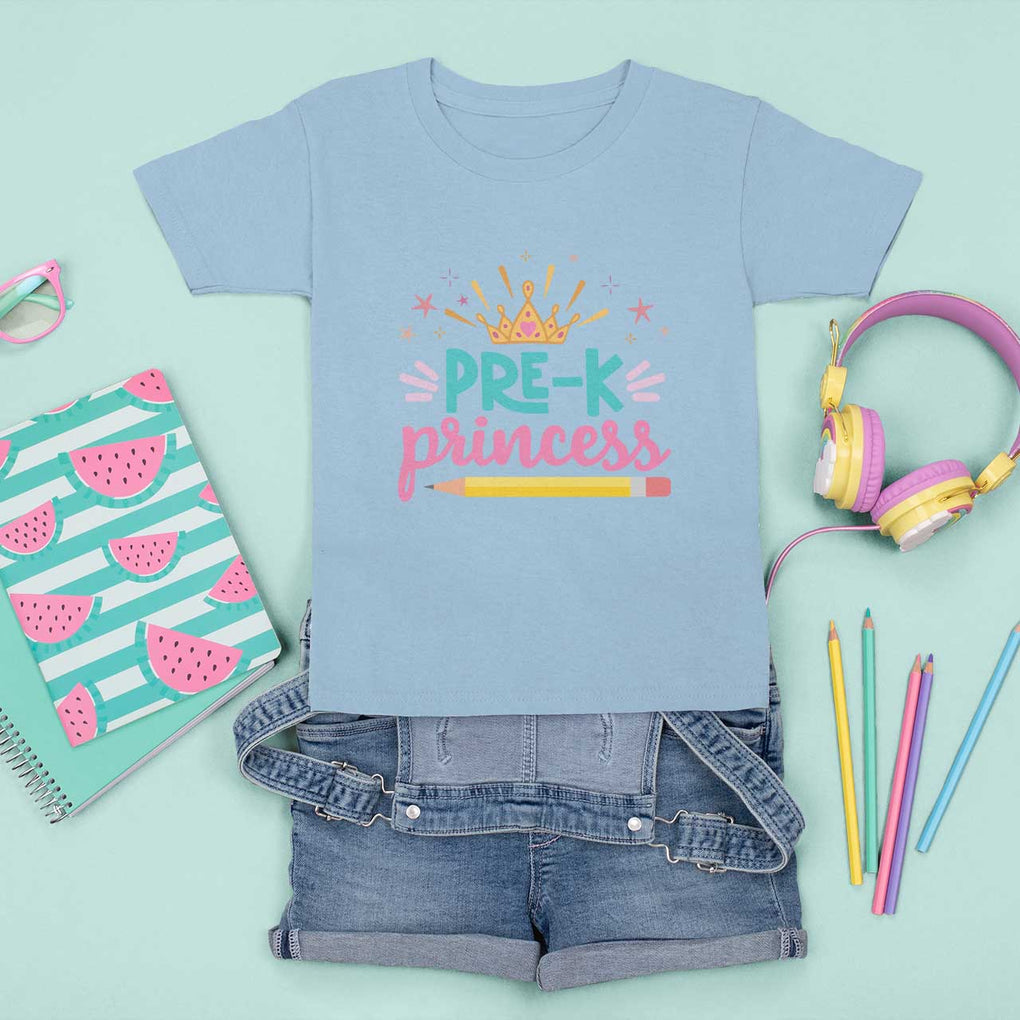 Back To School T Shirt For Kid Pre-K Princess Lovely Yellow Crown Pencil Cute Star TS11 Light Blue Print Your Wear