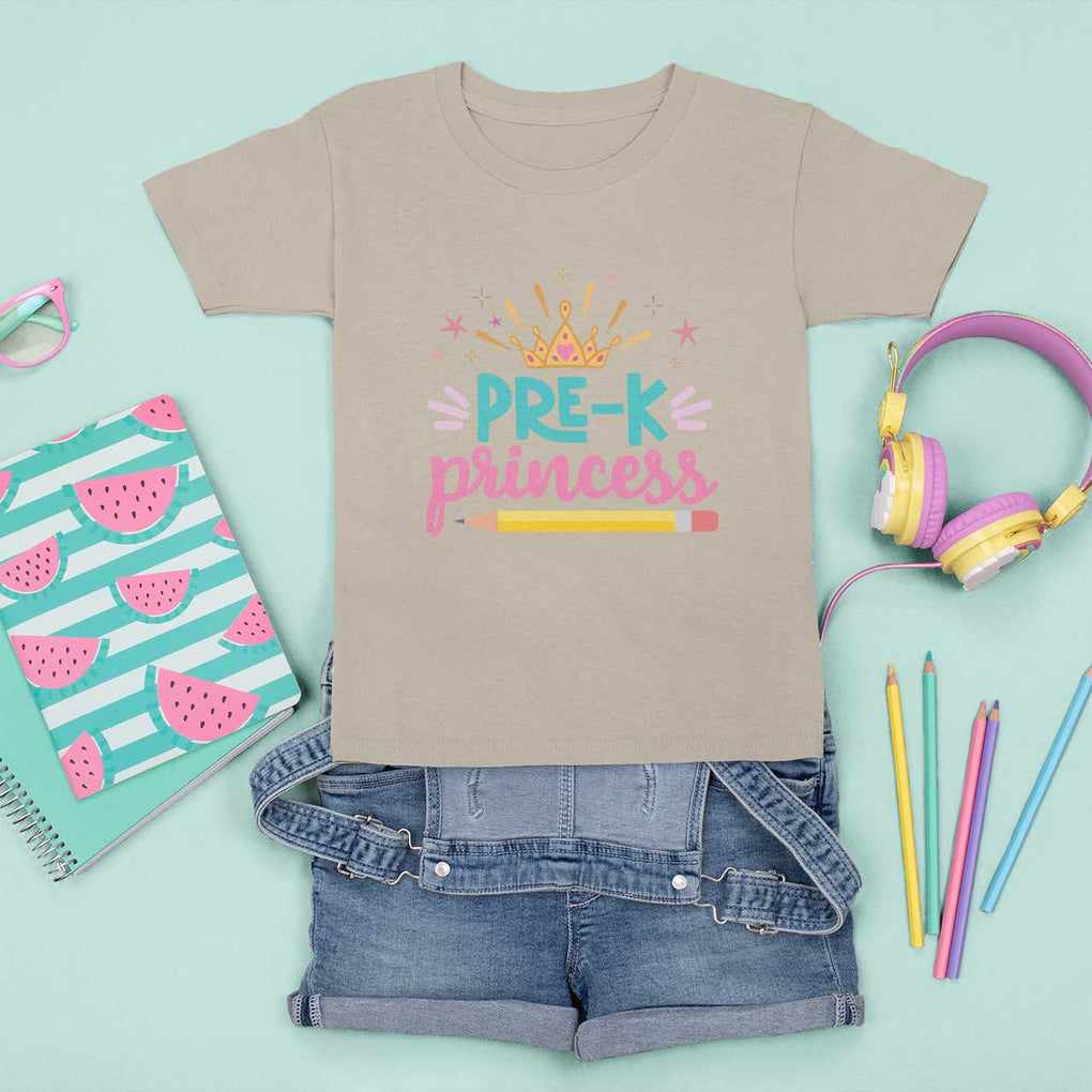 Back To School T Shirt For Kid Pre-K Princess Lovely Yellow Crown Pencil Cute Star TS11 Sand Print Your Wear