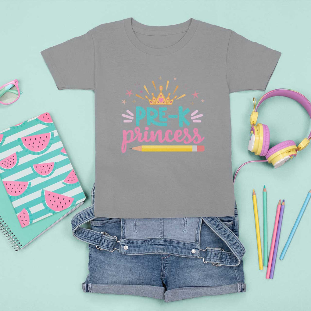 Back To School T Shirt For Kid Pre-K Princess Lovely Yellow Crown Pencil Cute Star TS11 Sport Gray Print Your Wear