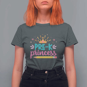 Back To School T Shirt For Women Pre-K Princess Lovely Yellow Crown Pencil Cute Star TS11 Dark Heather Print Your Wear