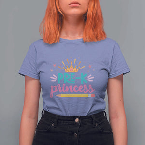 Back To School T Shirt For Women Pre-K Princess Lovely Yellow Crown Pencil Cute Star TS11 Violet Print Your Wear