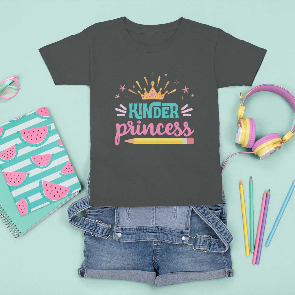 Back To School T Shirt For Kid Kinder Princess Lovely Yellow Crown Pencil Cute Star TS11 Dark Heather Print Your Wear