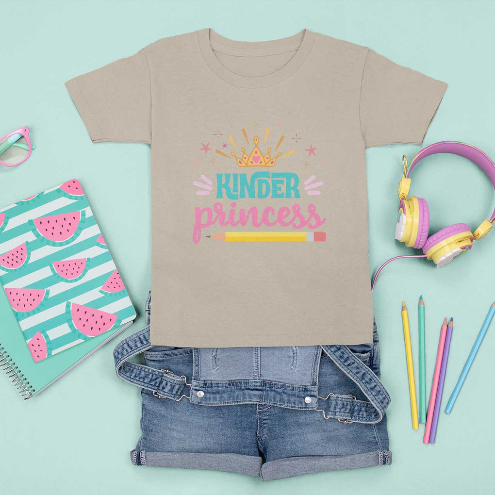Back To School T Shirt For Kid Kinder Princess Lovely Yellow Crown Pencil Cute Star TS11 Sand Print Your Wear