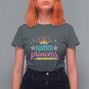 Back To School T Shirt For Women Kinder Princess Lovely Yellow Crown Pencil Cute Star TS11 Dark Heather Print Your Wear