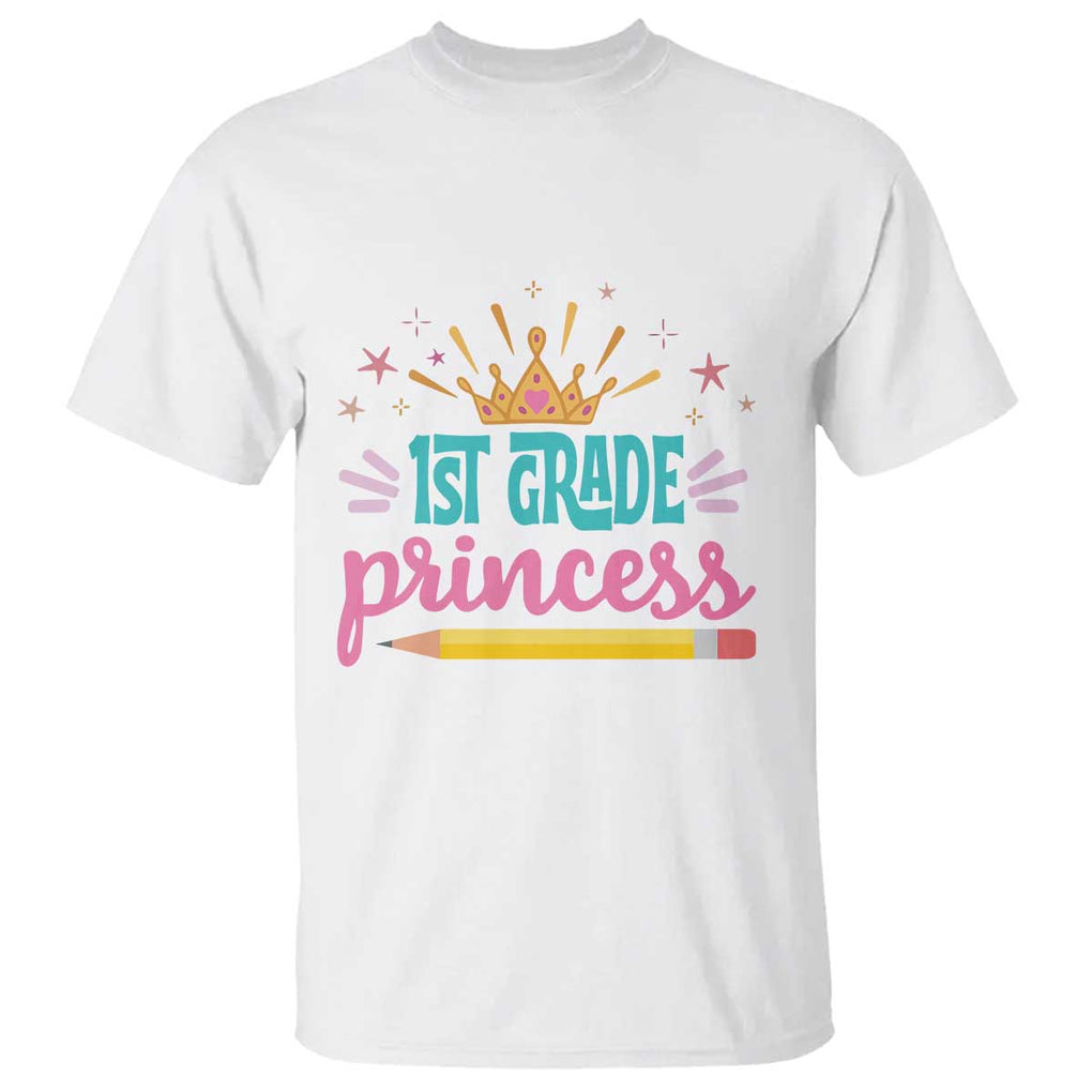 Back To School T Shirt 1ST Grade Princess Lovely Yellow Crown Pencil Cute Star TS11 White Print Your Wear