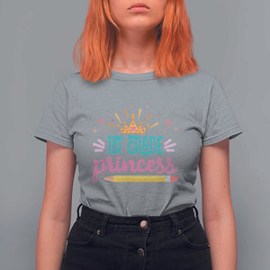Back To School T Shirt For Women 1ST Grade Princess Lovely Yellow Crown Pencil Cute Star TS11 Sport Gray Print Your Wear
