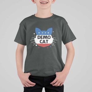 Funny American Cat T Shirt For Kid Demo Cat Star US Flag TS11 Dark Heather Print Your Wear