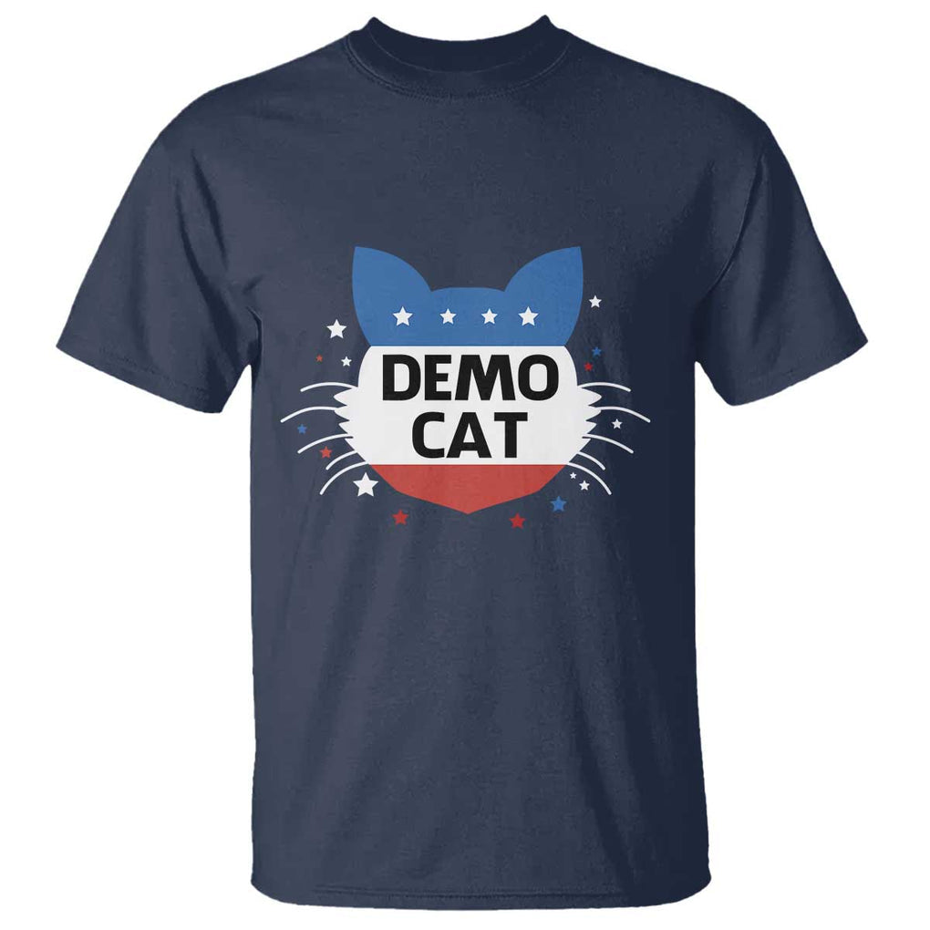 Funny American Cat T Shirt Demo Cat Star US Flag TS11 Navy Print Your Wear