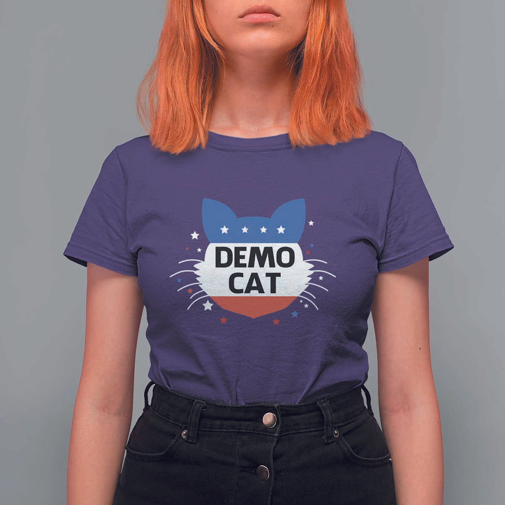 Funny American Cat T Shirt For Women Demo Cat Star US Flag TS11 Purple Print Your Wear