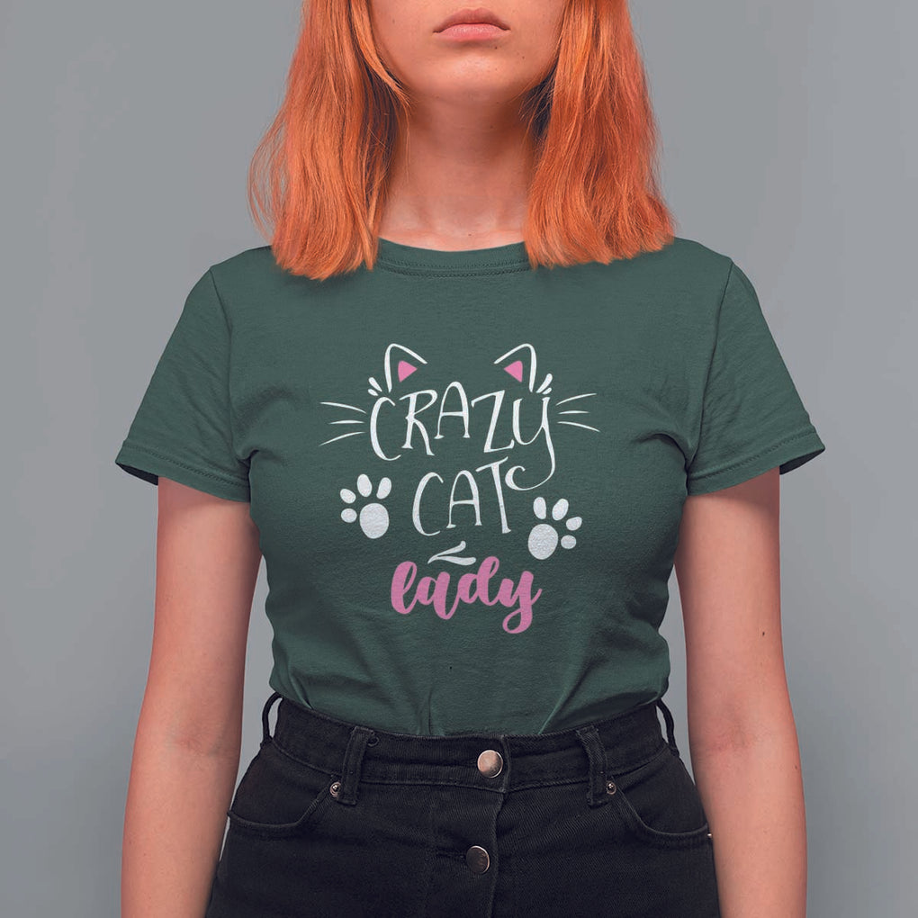 Funny Crazy Cat Lady T Shirt For Women President Kamala Cat Paw Ears TS11 Dark Forest Green Print Your Wear