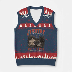 Jimothy Raccoon Seattle Wildlife V-Neck Knit Sweater Vest Do Not Pet The Round King Funny Viral Trash Panda