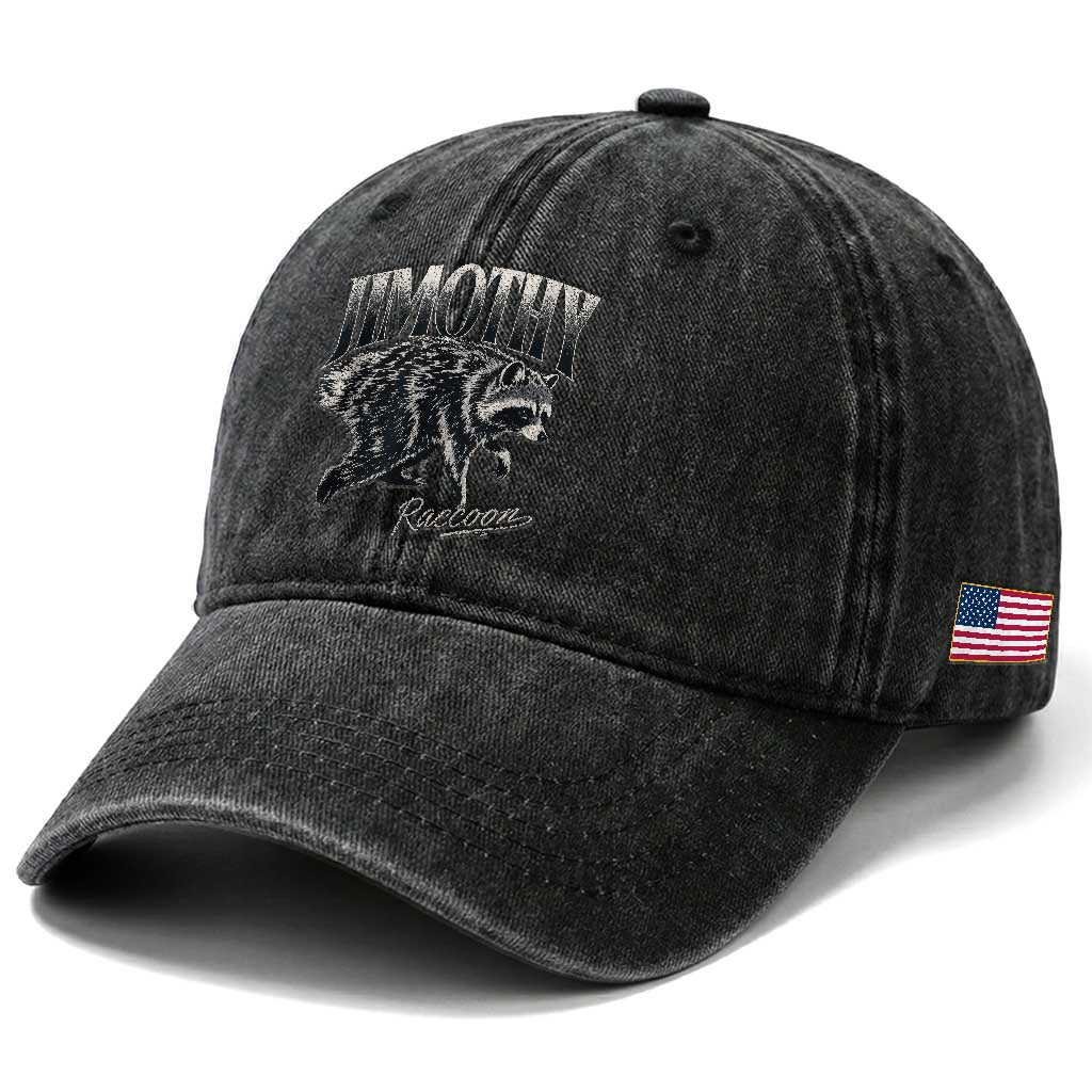Jimothy Raccoon Washed Cotton Baseball Cap Funny Seattle Trash Panda Wildlife TS11 Print Your Wear