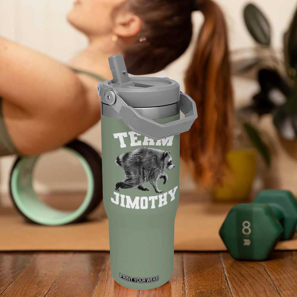 Team Jimothy Raccoon Flip Straw Tumbler Funny Seattle Trash Panda Lover