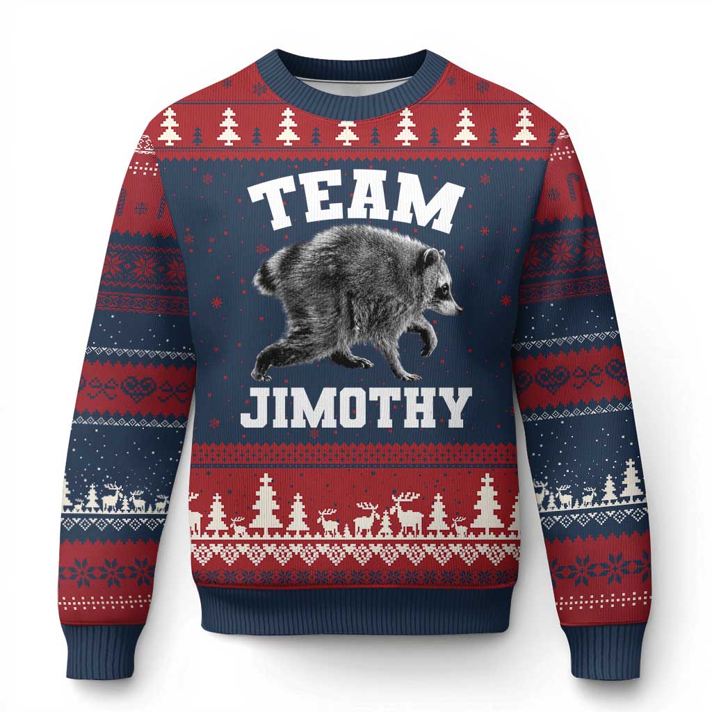 Team Jimothy Raccoon Ugly Christmas Sweater Funny Seattle Trash Panda Lover TS11 Navy Red Print Your Wear