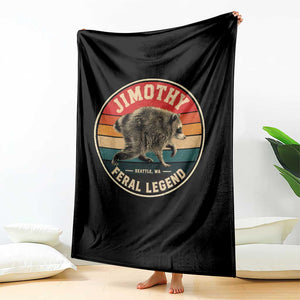 Jimothy Raccoon Seattle Feral Legend Throw Blanket Funny Trash Panda Meme Retro