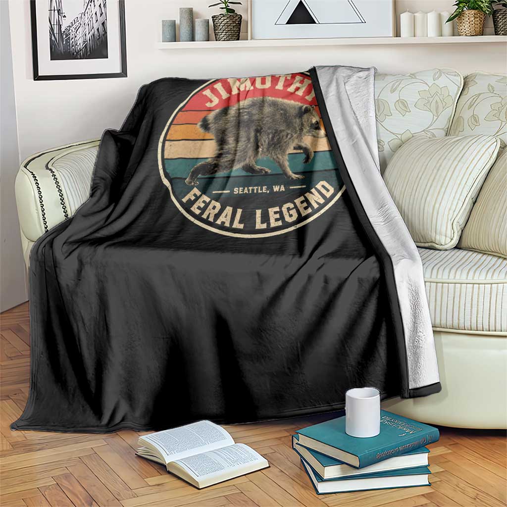 Jimothy Raccoon Seattle Feral Legend Throw Blanket Funny Trash Panda Meme Retro