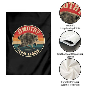 Jimothy Raccoon Seattle Feral Legend Garden Flag Funny Trash Panda Meme Retro