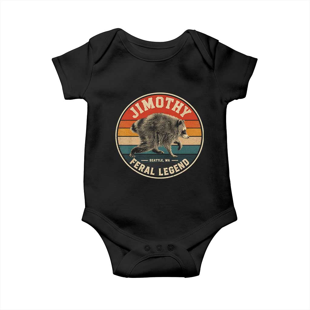 Jimothy Raccoon Seattle Feral Legend Baby Onesie Funny Trash Panda Meme Retro TS11 Black Print Your Wear
