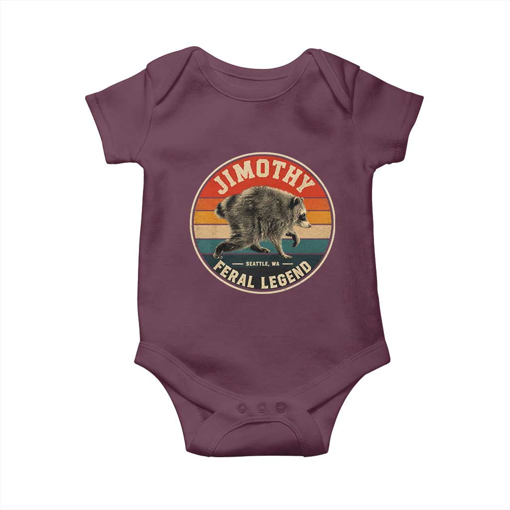 Jimothy Raccoon Seattle Feral Legend Baby Onesie Funny Trash Panda Meme Retro