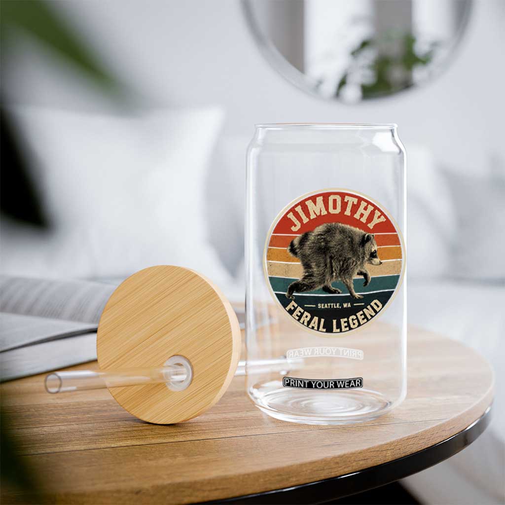 Jimothy Raccoon Seattle Feral Legend Glass Can Funny Trash Panda Meme Retro