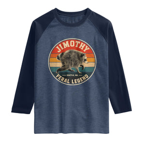 Jimothy Raccoon Seattle Feral Legend Raglan Shirt Funny Trash Panda Meme Retro