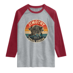 Jimothy Raccoon Seattle Feral Legend Raglan Shirt Funny Trash Panda Meme Retro