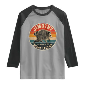 Jimothy Raccoon Seattle Feral Legend Raglan Shirt Funny Trash Panda Meme Retro
