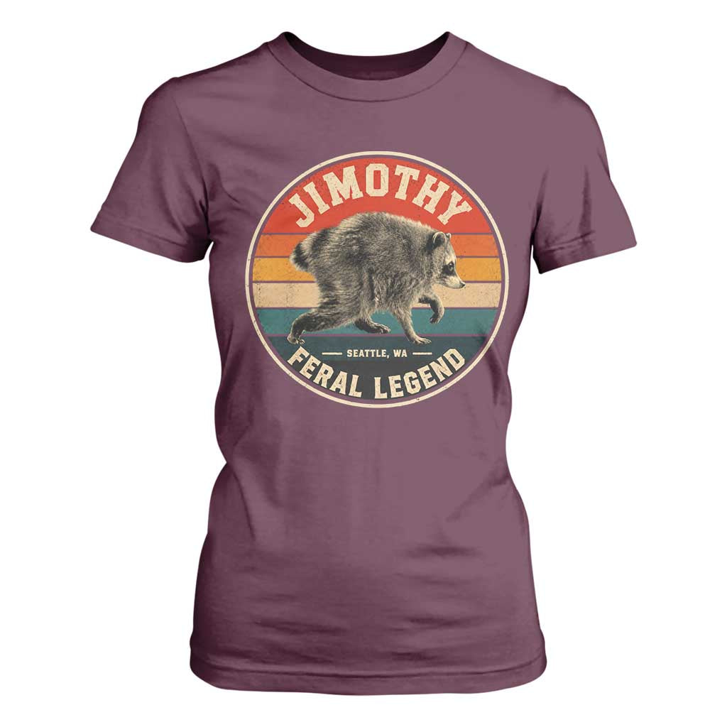 Jimothy Raccoon Seattle Feral Legend T Shirt For Women Funny Trash Panda Meme Retro