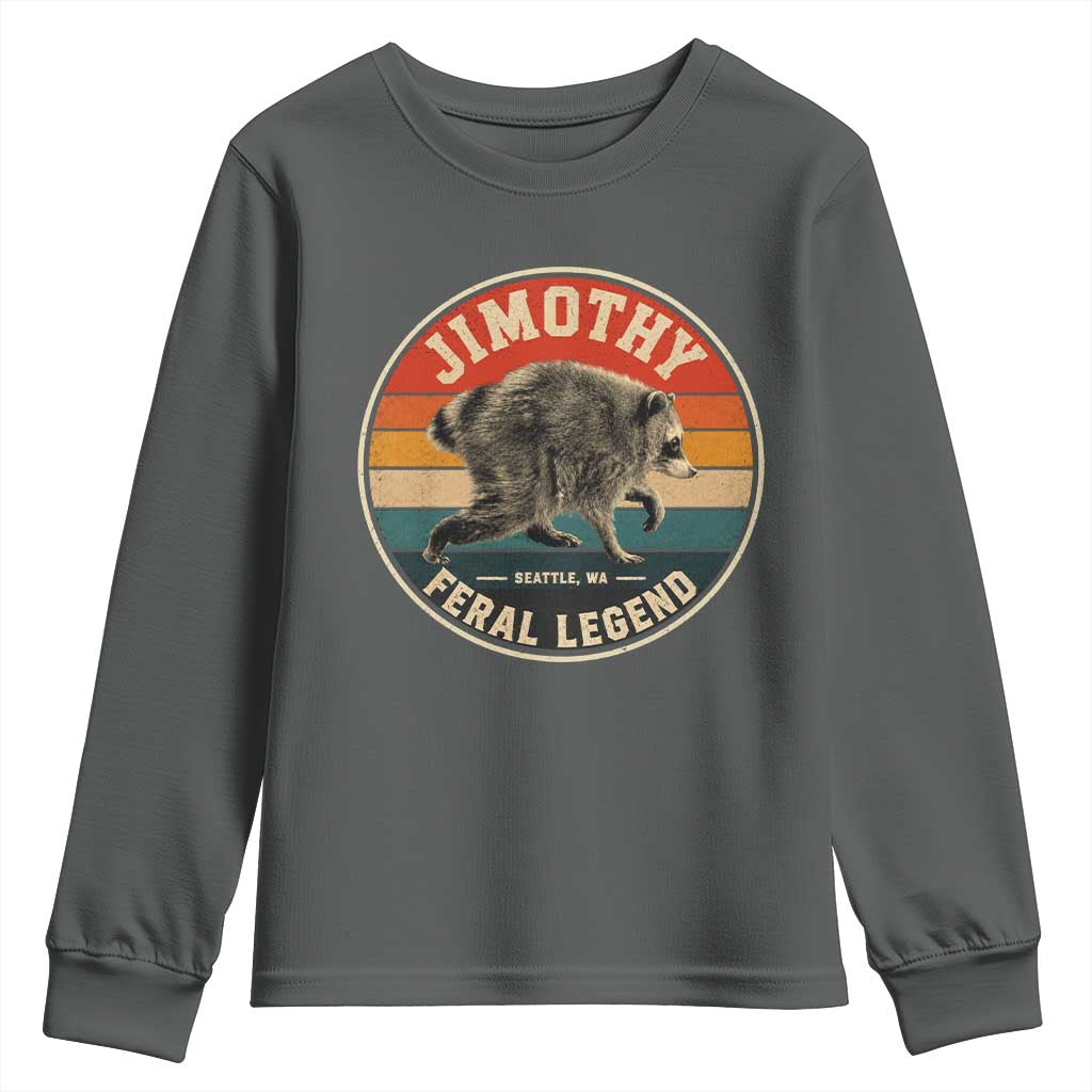 Jimothy Raccoon Seattle Feral Legend Youth Sweatshirt Funny Trash Panda Meme Retro
